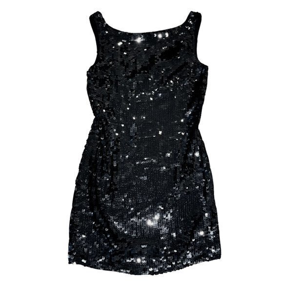 Banana Republic Black Sheath Slip-On Sequin Party Dress - Size 0 (Nwts)